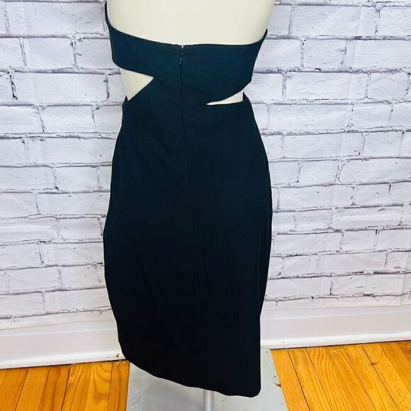 Black Halo Roxy Womens Black Knee Length Strapless Cut Out Sheath Dress Size 4 - Picture 7 of 12